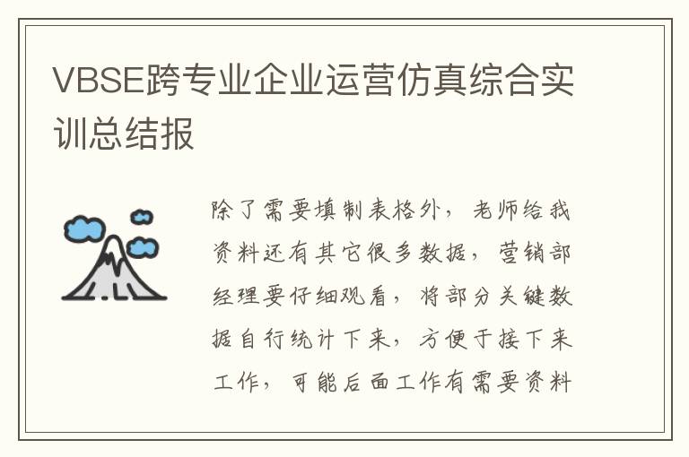 VBSE跨專業(yè)企業(yè)運(yùn)營(yíng)仿真綜合實(shí)訓(xùn)總結(jié)報(bào)